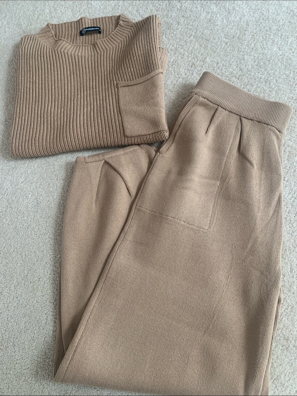 Knit Sleeveless Lounge Set - Camel